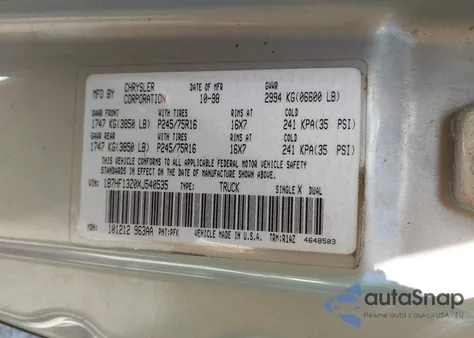 1999 Dodge Ram 1500 St from USA, damaged, VIN 1B7HF13Z0XJ540535